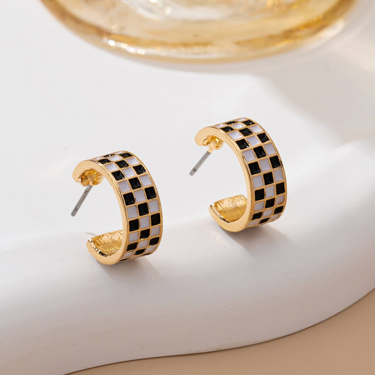 Checker Hoop Earrings